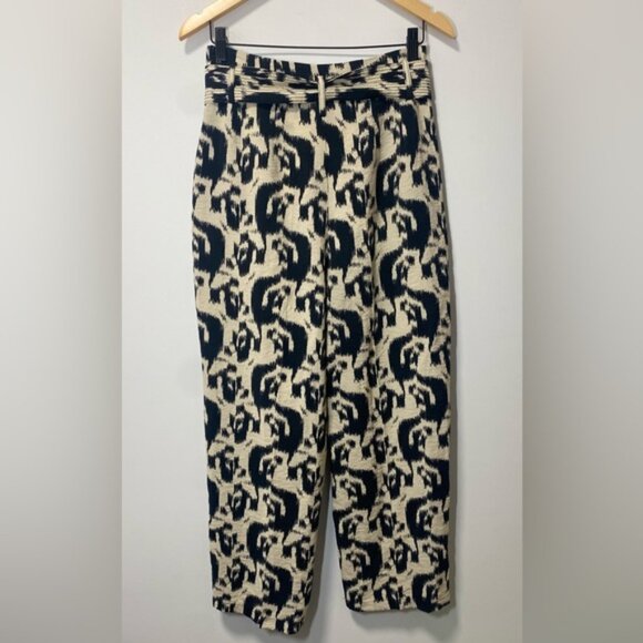 Zara Paperbag High Waisted Animal Print Belted Trousers size M - Picture 5 of 7